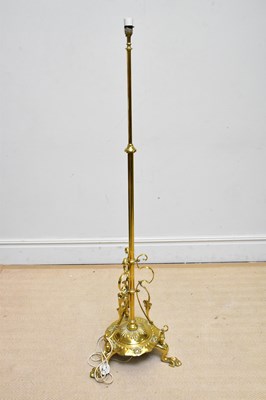 Lot 1530 - An Art Nouveau style brass standard lamp,...
