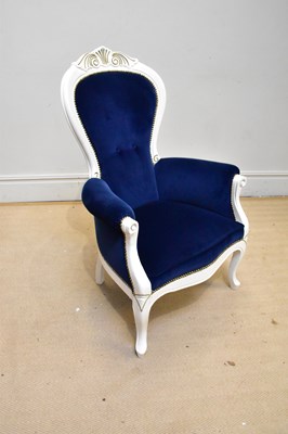 Lot 1206 - A reproduction armchair with a white painted...