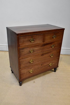 Lot 1098 - A 19th century mahogany chest of two short and...