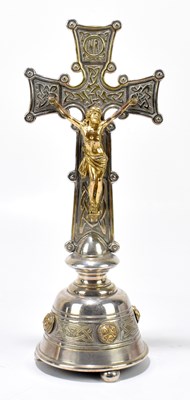 Lot 319 - A silvered metal crucifix, inscribed 'INRI'