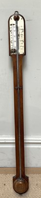 Lot 1359 - A 19th century mahogany stick barometer, 90cm.