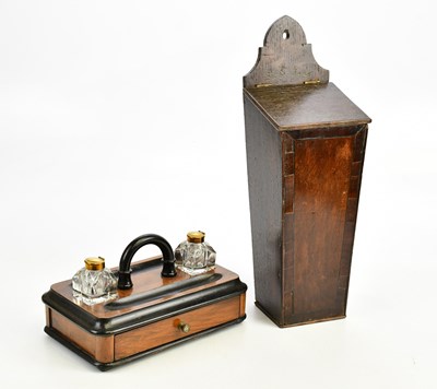 Lot 1417 - A Georgian mahogany candle box, 46cm, together...