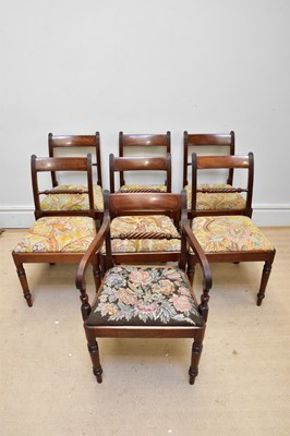 Lot 1069 - A set of seven Regency mahogany dining chairs...