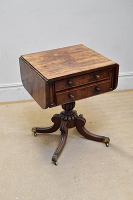 Lot 1090 - A 19th century drop-leaf two drawer sewing...