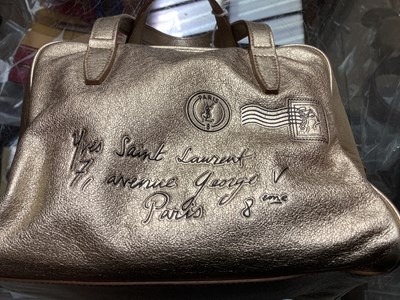 Lot 643 - YVES SAINT LAURENT; a gold calfskin Y-mail...