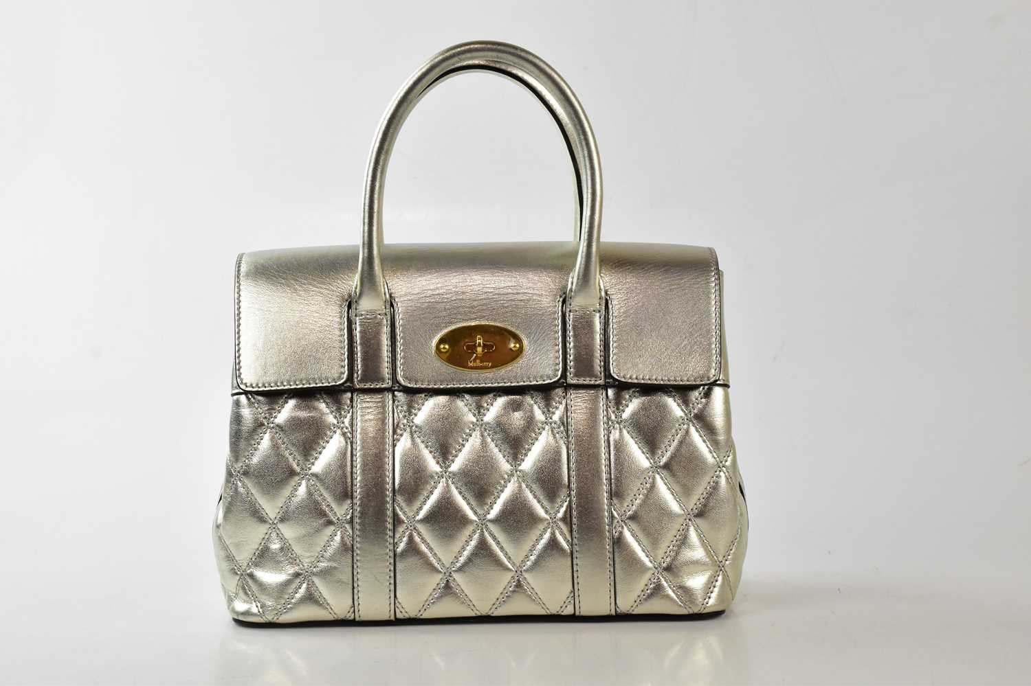 Lot 729 - MULBERRY; a silver quilted 