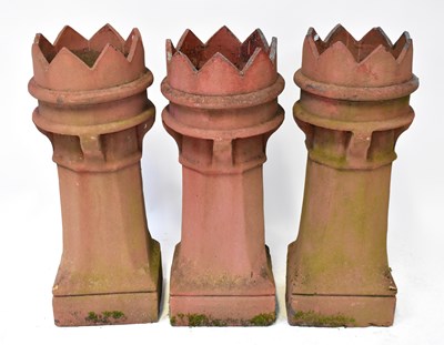 Lot 132 - Three pottery King chimney pots, each painted...