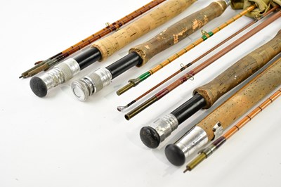 Lot 1131 - A collection of split cane fishing rods...