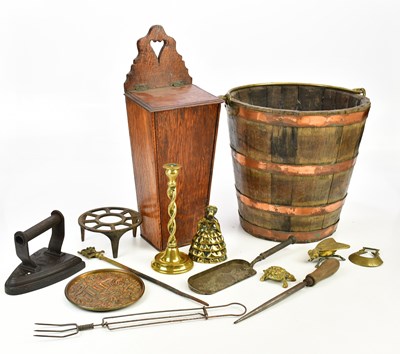 Lot 1429 - An early 19th century candle box, coopered...