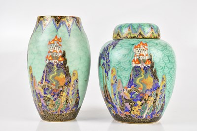 Lot 79 - CROWN DEVON; a mattajade ginger jar and cover...