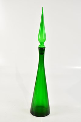 Lot 616 - A vintage green glass decanter and stopper of...