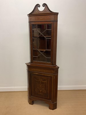 Lot 805 - A 19th century marquetry and glazed mahogany...