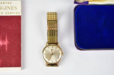 Lot 1319 - LONGINES; a 9ct yellow gold wristwatch, the...