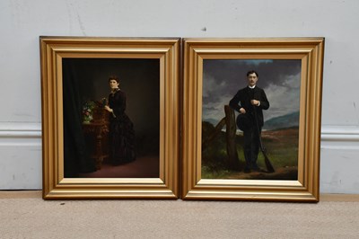 Lot 1669 - A pair of Victorian over painted prints,...