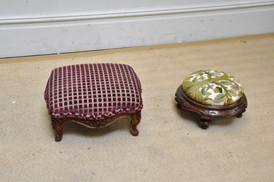 Lot 1138 - Two Victorian foot stools including a carved...