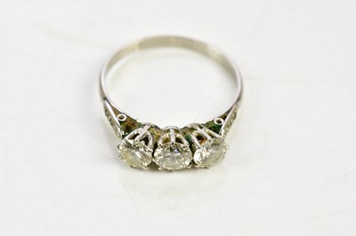 Lot 32 - A platinum and diamond three stone ring, with...