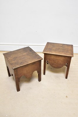 Lot 1135 - A Georgian oak converted commode on block legs,...