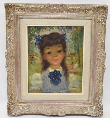 Lot 162B - LEROUX; oil on canvas, study of girl, signed...