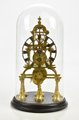 Lot 1328 - An early 20th century brass skeleton clock,...