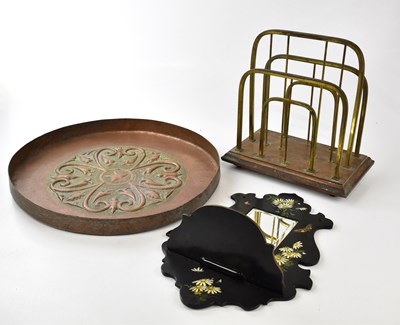 Lot 1561 - A Newlyn type embossed copper circular dish,...