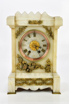 Lot 706 - An alabaster and gilt mounted mantel clock,...