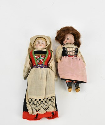 Lot 744 - Two 19th century porcelain headed dolls in...