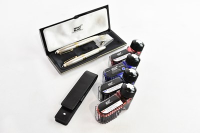 Lot 420 - MONTBLANC; a cased two piece fountain pen set,...