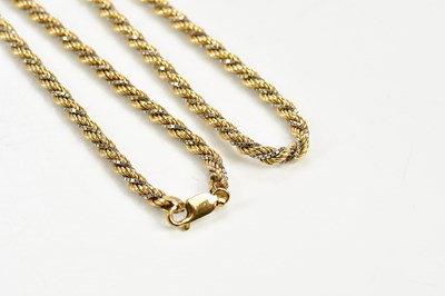 Lot 227 - A 9ct yellow and white gold rope twist chain,...