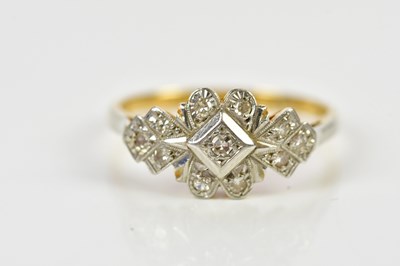 Lot 143 - An 18ct yellow gold and diamond set ring with...