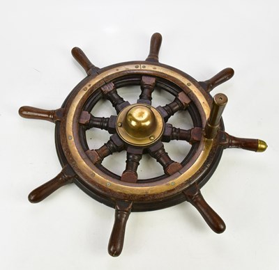 Lot 314 - A wooden and brass ship's wheel, diameter from...