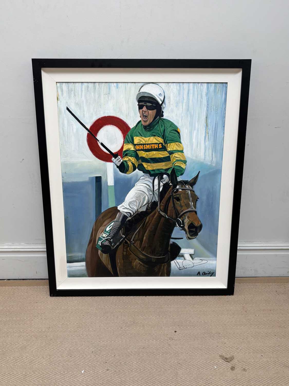 Lot 1767 - ALAN QUIGLEY; oil on canvas, 'A P McCoy Up',...