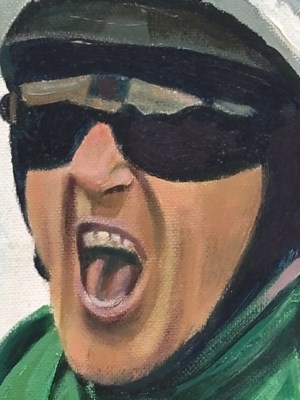 Lot 1767 - ALAN QUIGLEY; oil on canvas, 'A P McCoy Up',...