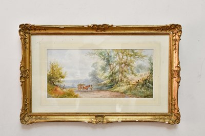 Lot 1683 - CLARENCE EARP; watercolour, 'Box Hill', figure...