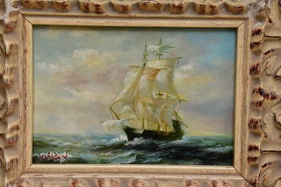 Lot 1730 - WILSON; a pair of oils on board, sailing...
