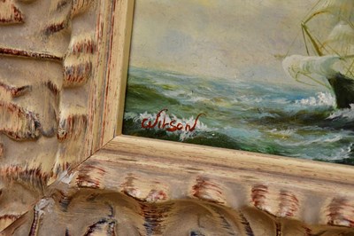 Lot 1730 - WILSON; a pair of oils on board, sailing...