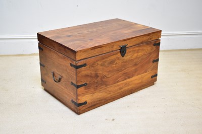 Lot 81 - A modern hardwood metal bound blanket chest,...