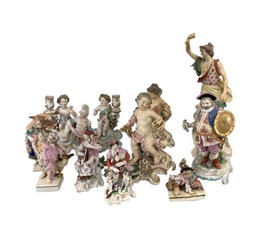 Lot 598 - A collection of twelve Continental porcelain...