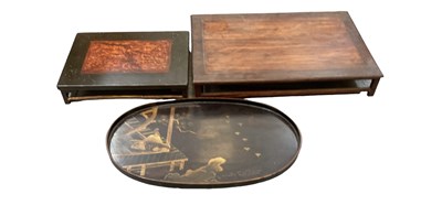 Lot 372 - A Chinese hardwood tray table, 62 x 42cm, a...