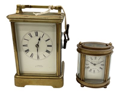 Lot 148 - H GREAVES; a brass cased carriage clock, the...