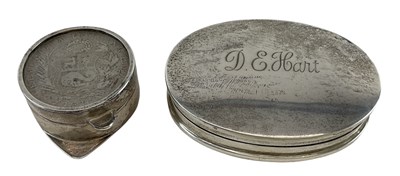 Lot 1220 - A 925 sterling silver oval pill box, inscribed...