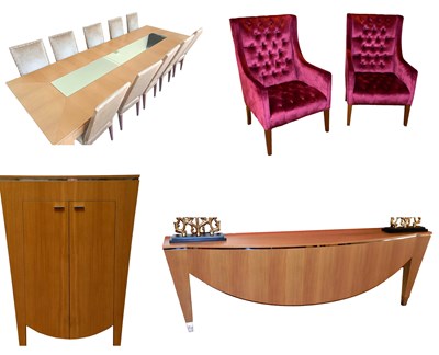 Lot 1233 - A good contemporary light oak dining suite,...