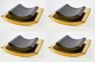 Lot 1243 - Four gilt and black ceramic two piece...