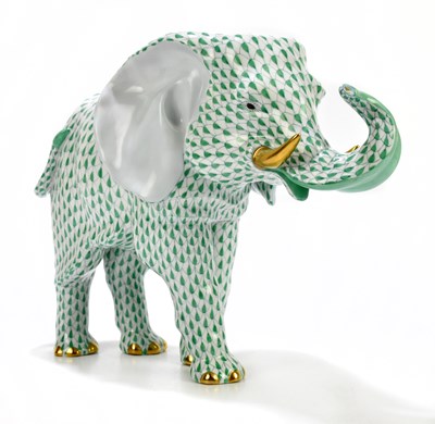 Lot 532 - HEREND; a large model of an elephant with...