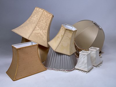 Lot 725 - Nine various fabric covered table lamp shades...