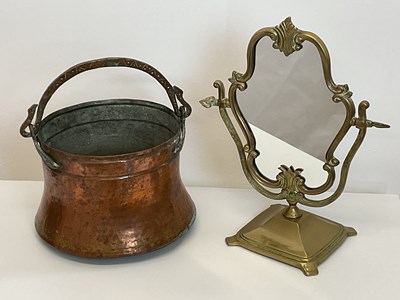 Lot 310 - An Arts and Crafts hammered copper handled pot,...