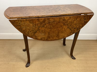 Lot 847 - A 19th century burr walnut gateleg table,...