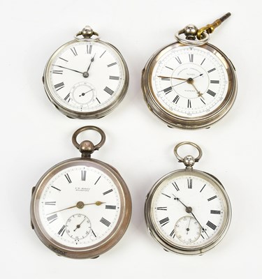 Lot 668 - Four hallmarked silver cased key wind open...