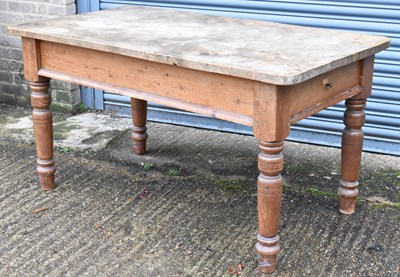 Lot 50 - A rectangular kitchen table, the burr wood top...