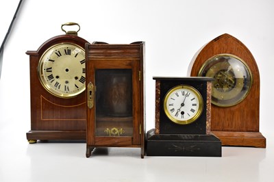 Lot 1341 - A Victorian marble and slate mantel clock, the...