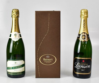 Lot 835 - Three bottles of champagne to include Ruinart,...